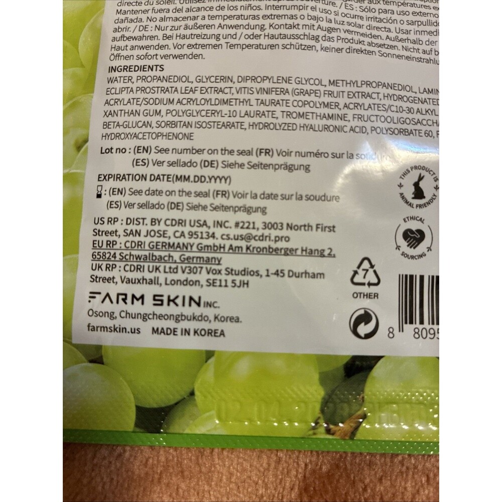 FARM SKIN  FRESH FOOD FOR SKIN FACIAL SHEET MASK GRAPE 25ML - Picture 3 of 5